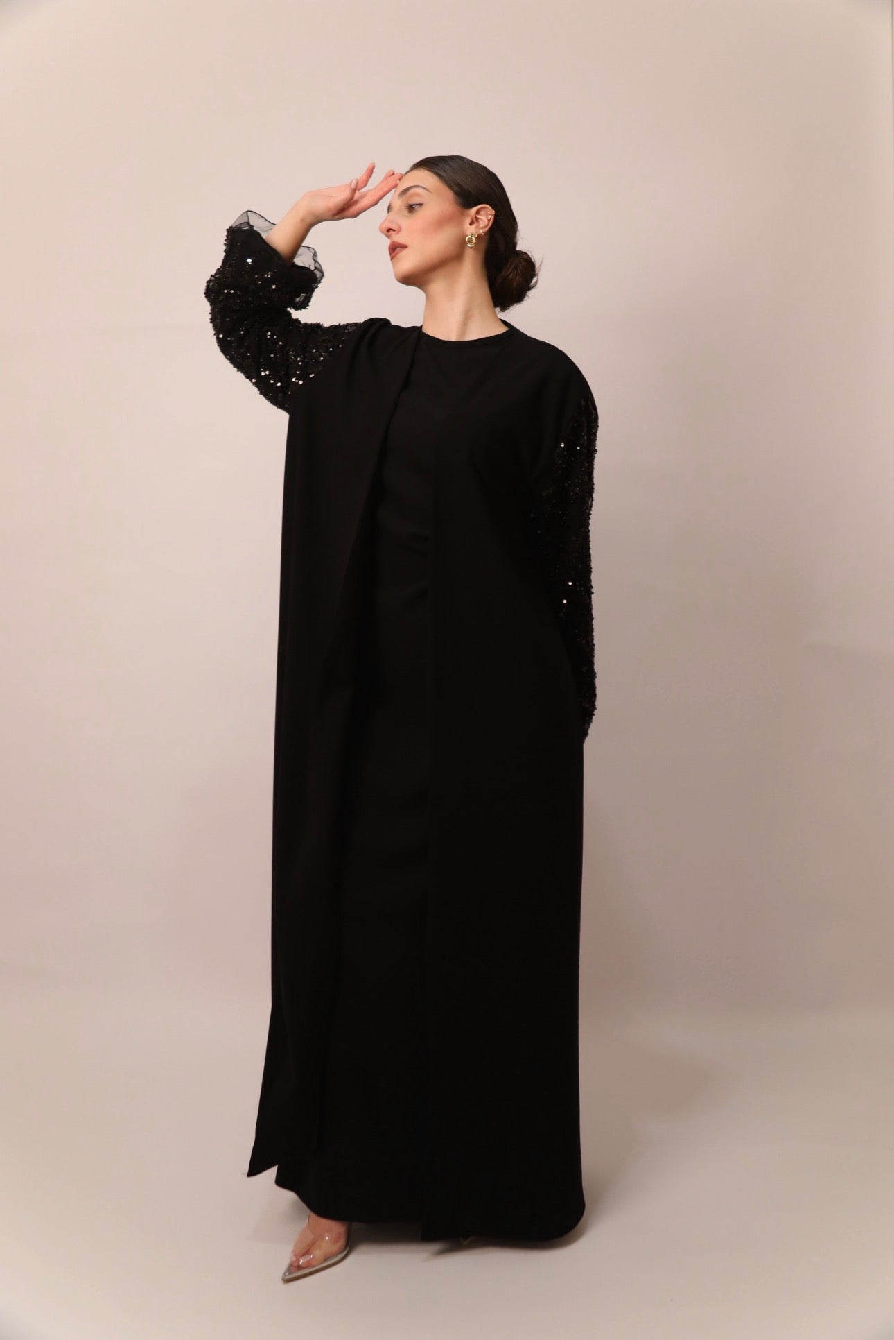 Black Abaya Embroidered Sleeves
